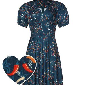 Dolly and Dotty Julia Navy Blue Chili Midi Dress - Size US 16 / UK 20